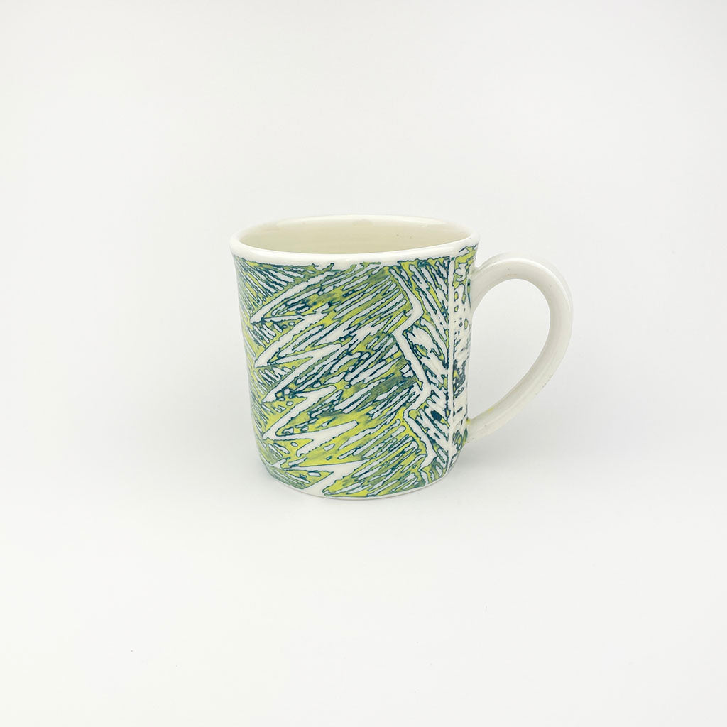 YELLOW AND TEAL PORCELAIN CUP