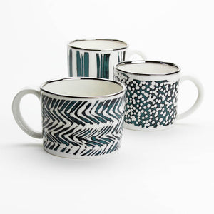 TEAL & PLATINUM PORCELAIN CUP