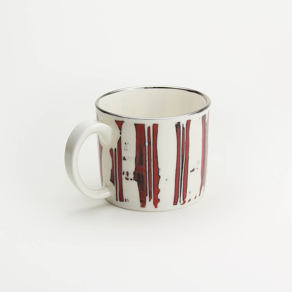 RED & PLATINUM PORCELAIN CUP