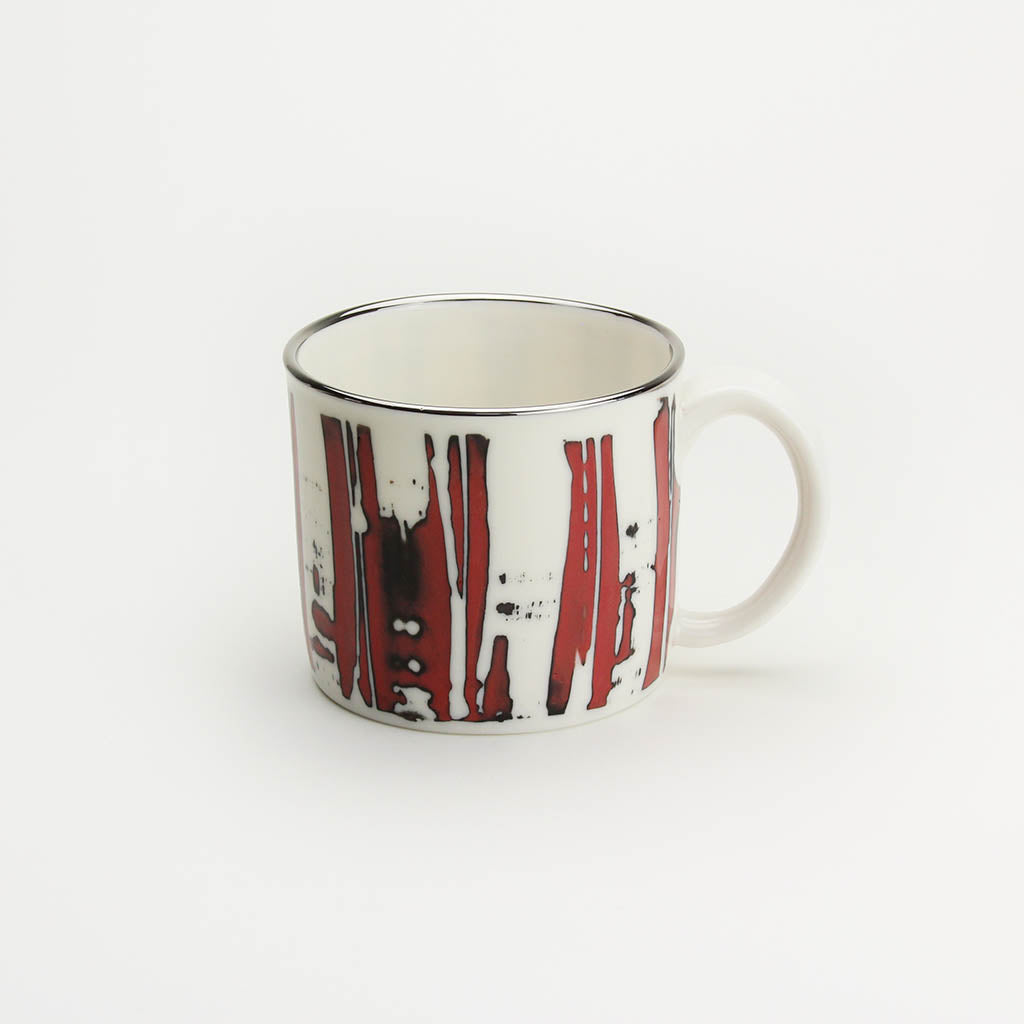 RED & PLATINUM PORCELAIN CUP