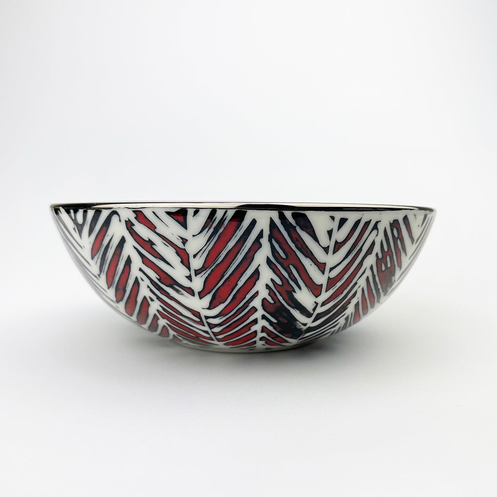 RED & PLATINUM PORCELAIN BOWL