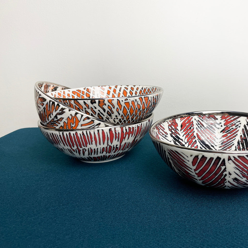 RED & PLATINUM PORCELAIN BOWL