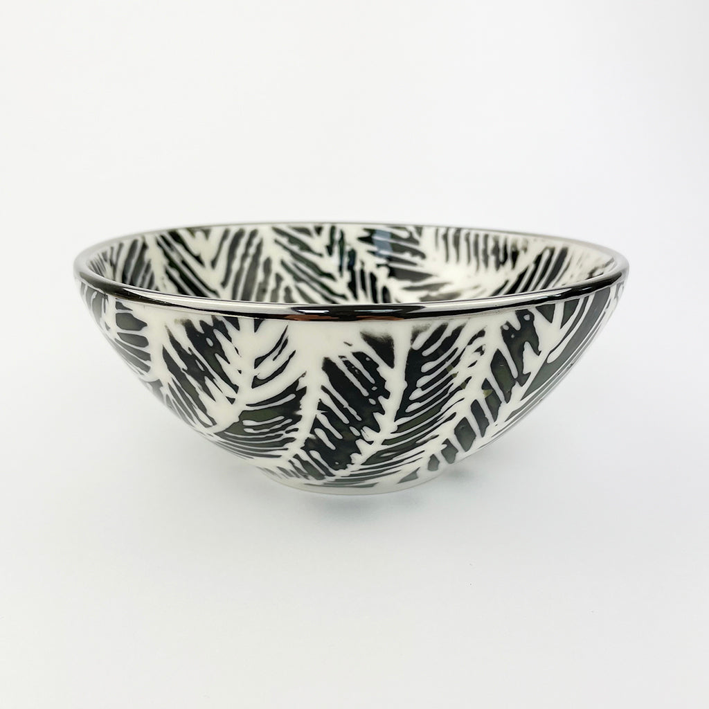 KHAKI BLACK & PLATINUM PORCELAIN BOWL