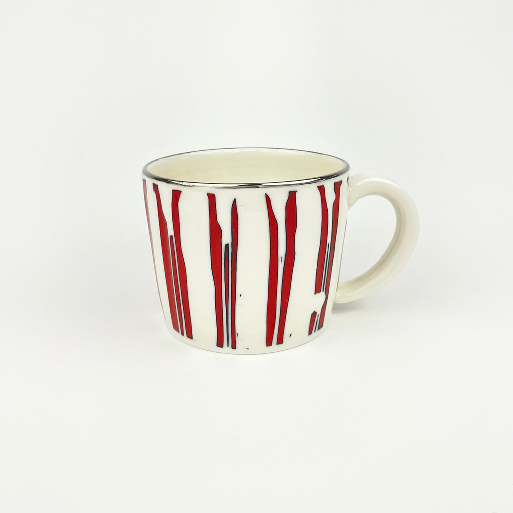 RED & PLATINUM PORCELAIN CUP