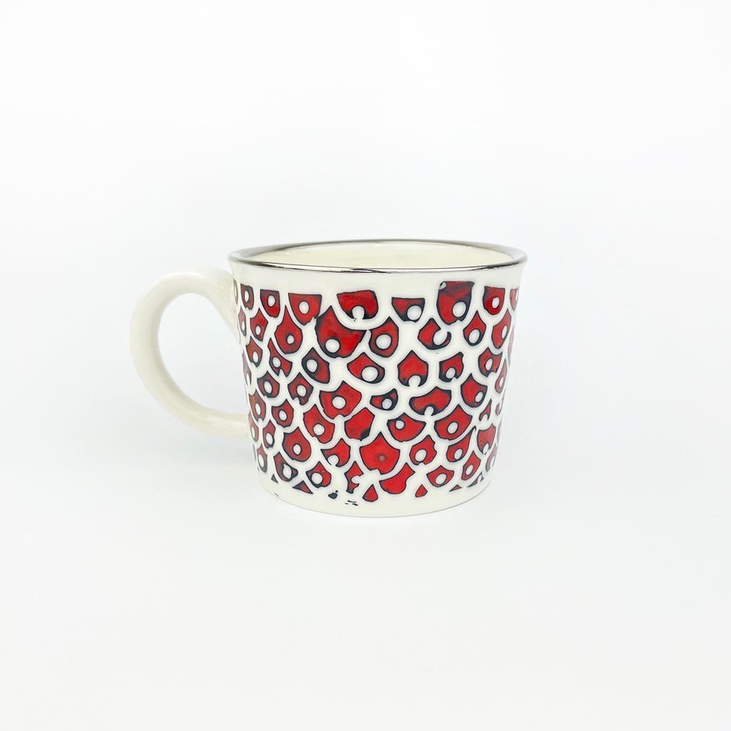 RED & PLATINUM PORCELAIN CUP