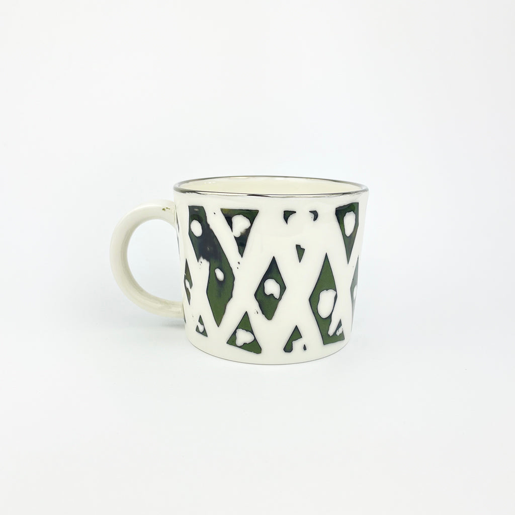 KHAKI BLACK & PLATINUM PORCELAIN CUP