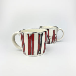 RED & PLATINUM PORCELAIN CUP