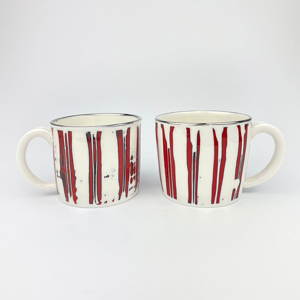 RED & PLATINUM PORCELAIN CUP