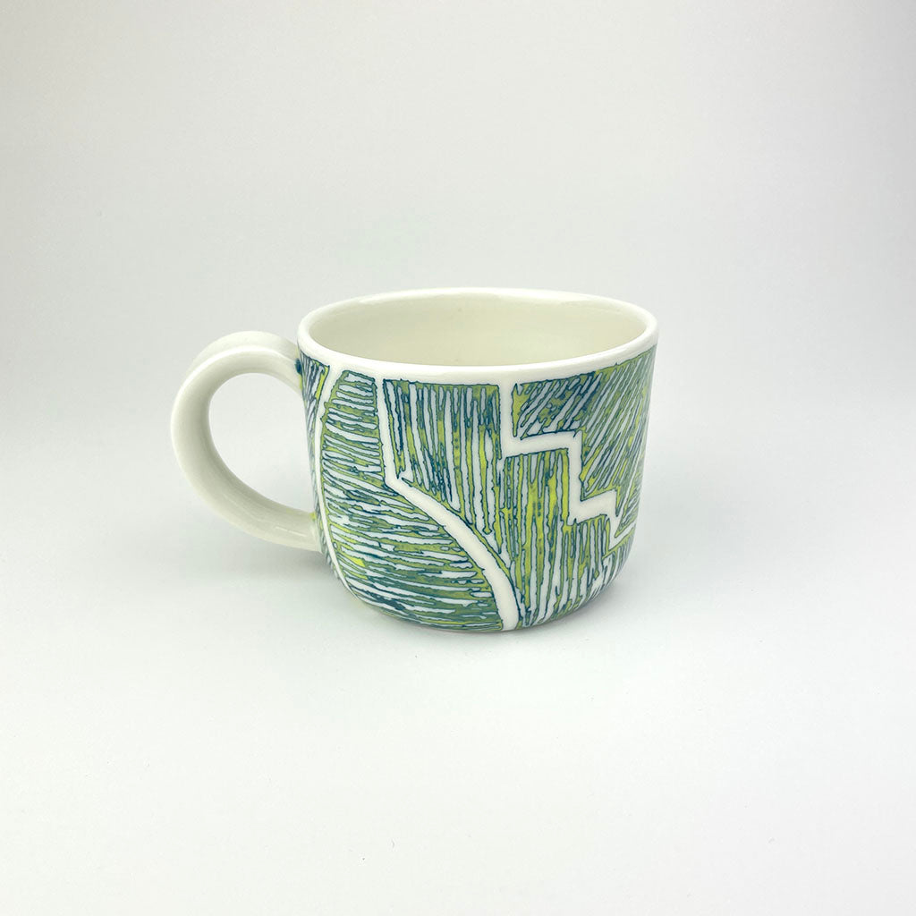 YELLOW AND TEAL PORCELAIN CUP