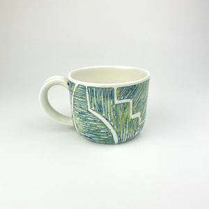 YELLOW AND TEAL PORCELAIN CUP